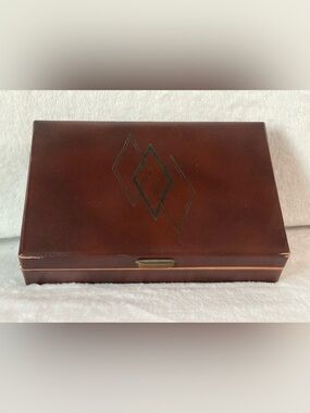 Vintage BABCOCK Men’s Mid-Century leather jewelry box velvet  Swank hipster